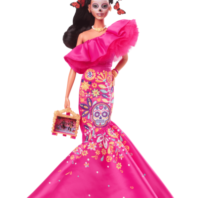 Barbie-Poupée Día de Muertos 2023 Avec Robe Rose à Volants