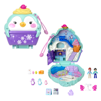 Polly Pocket Dolls And Playset, Travel Toys, Snow Sweet Penguin Compact