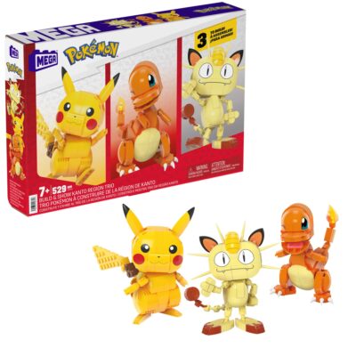 MEGA Pokémon Building Kit, Kanto Region Trio With 3 Action Figures (529 Pieces) For Kids