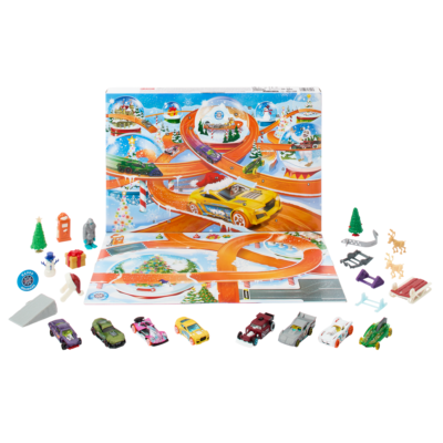 Hot Wheels Advent Calendar 2024, 8 Hot Wheels Toy Cars And 16 Accessories (24 Total Components)