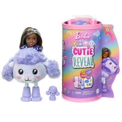 Barbie Cutie Reveal Cozy Cute Tees Series Chelsea Doll & Accessories, Plush Poodle, Brunette Small Doll