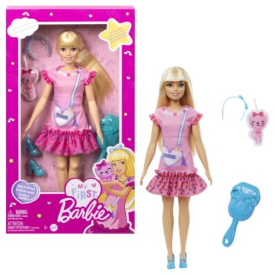 Barbie My First Barbie Muñeca Vestido Rosa con Gatito