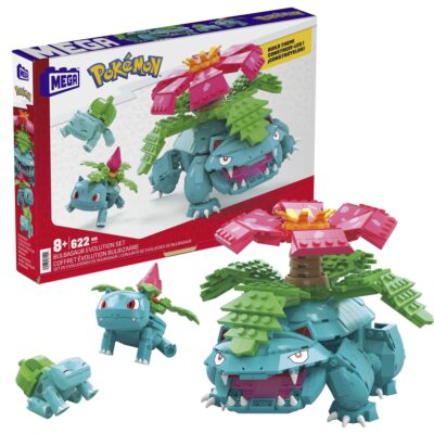 MEGA Pokémon Building Toy Kit Bulbasaur Set With 3 Action Figures (622 Pieces) For Kids