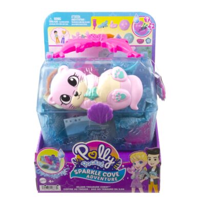 Polly Pocket Sparkle Cove Adventure Island Treasure Chest Playset With 2 Micro Dolls, 4 Animals & Accessories