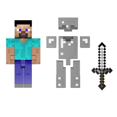 Minecraft-Diamond Level-Steve-Figurine 14 Cm, Pièce de Collection