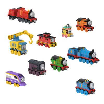 Thomas & Friends The Track Team Engine Pack, 10 Diecast Push-Along Toy Trains & Vehicles