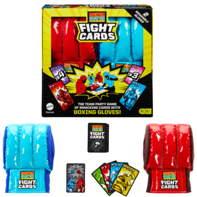 Rock ‘Em Sock ‘Em Robots Fight Cards Card Game With Two Boxing Gloves, Team Party Game