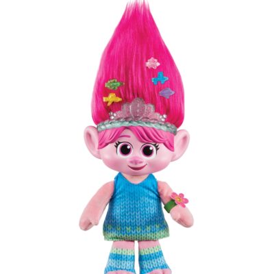 Dreamworks Trolls Band Together Hair Pops Showtime Surprise Queen Poppy Plush With Lights, Sounds & Accessories