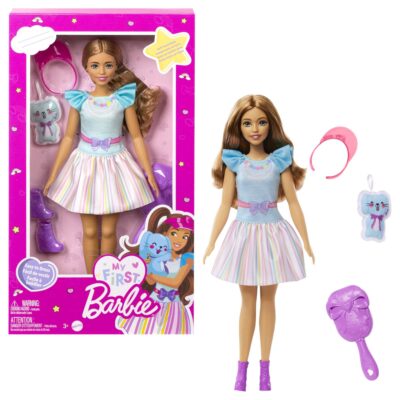 Barbie My First Barbie Boneca Vestido Roxo com Coelhinho