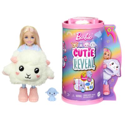 Barbie Cutie Reveal Cozy Cute Tees Series Chelsea Doll & Accessories, Plush Lamb, Blonde Small Doll