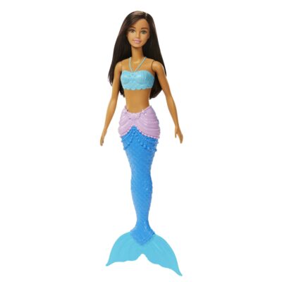 Barbie Fantasía Muñeca Sirena Aleta Azul con Lila