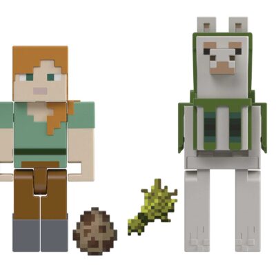 Minecraft Vanilla Figura de Brinquedo Pacote Alex e Lhama de 3.25″