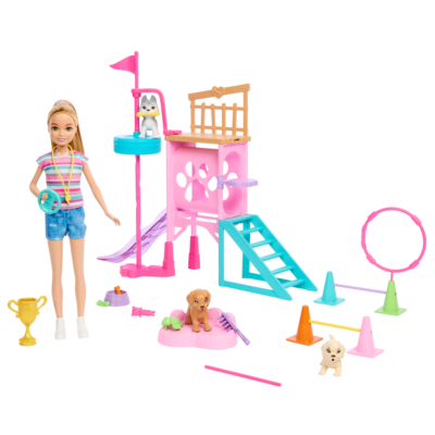 Barbie And Stacie To the Rescue Puppy Playground Playset With Doll, 3 Pet Dog Figures, & Accessories