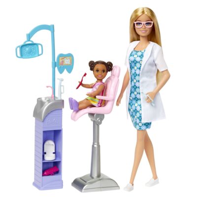 Barbie-Métiers-Coffret Poupée Barbie dentiste et Accessoires