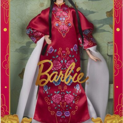 Barbie Signature Lunar New Year Collectible Doll In Red Floral Robe Inspired By Peking Opera