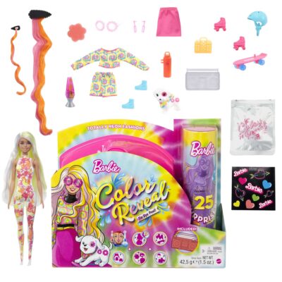 Barbie Doll, Color Reveal Chelsea Doll Neon Tie-Dye Series With 6 Surprises