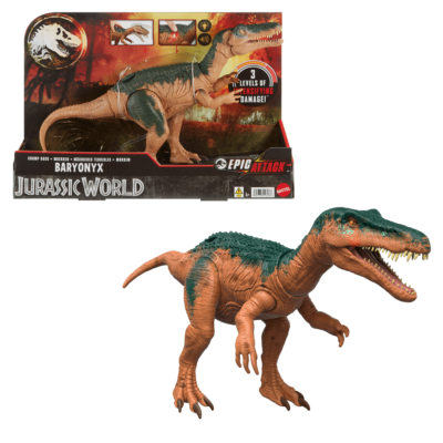 Jurassic World Epic Attack Baryonyx Dinosaur Toy Figure, Double Damage, Lights & Sounds