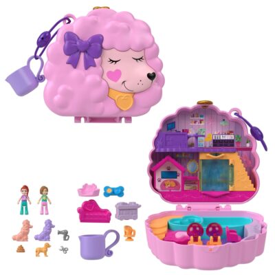 Polly Pocket Dolls And Playset, Animal Toys Groom & Glam Poodle Compact Playset