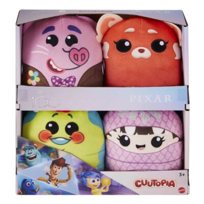 Disney and Pixar Disney100 Pixar Pals Cuutopia 4 Plush Toys, 5 Inch Plush