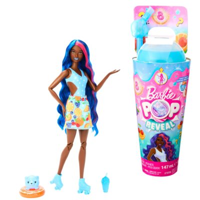 Barbie Pop Reveal Fruit Series Fruit Punch Doll, 8 Surprises include Pet, Slime, Scent & Color Change