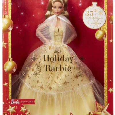 2023 Holiday Barbie Doll, Seasonal Collector Gift, Golden Gown And Light Brown Hair