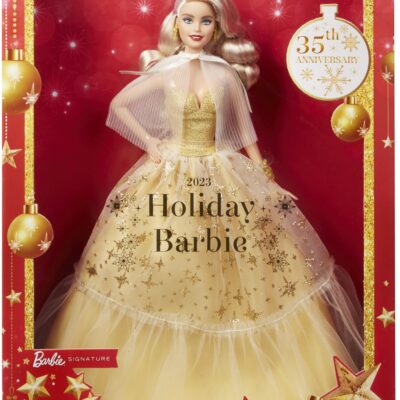 2023 Holiday Barbie Doll, Seasonal Collector Gift, Golden Gown And Blond Hair