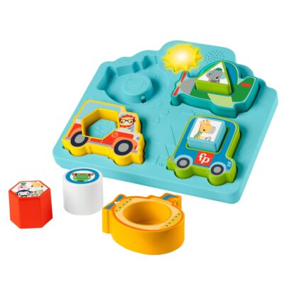 Fisher-Price Casse-Tête Véhicules, Formes et Sons, Musique et Lumières