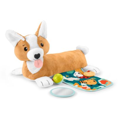 Fisher-Price 3-In-1 Puppy Tummy Wedge Plush With Teether Rattle & Mirror Toys For Infants