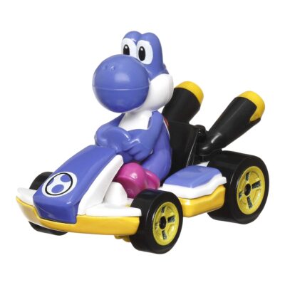 Hot Wheels Mario Kart Veículo de Brinquedo Yoshi Standard Kart Azul Escuro