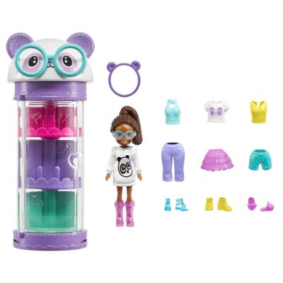 Polly Pocket Style Spinner Fashion Closet Playset With Shani Doll And Panda Theme, Fashion Tube Collection