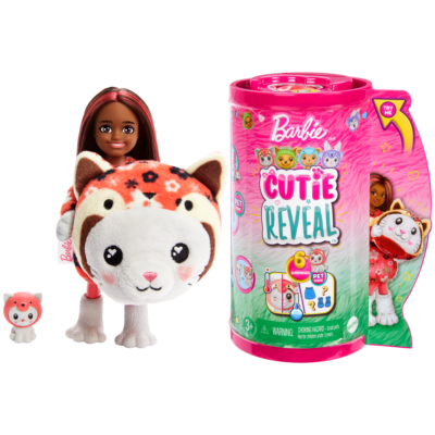 Barbie-Chelsea Cutie Reveal-Poupée en Costume, Chaton Panda Roux