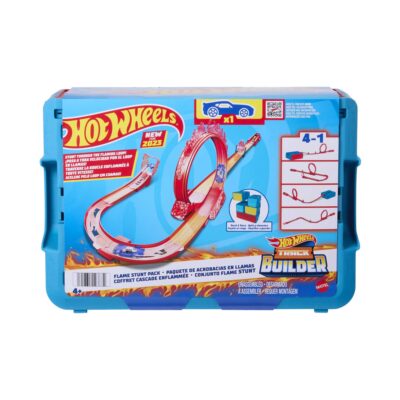 Hot Wheels Track Builder Coffret Piste Cascade Flamme, 1 Véhicule