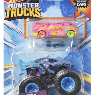 Hot Wheels Monster Trucks Veículo de Brinquedo Mega-Wrex Die Cast Blind Sided Crushed