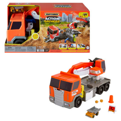 Matchbox-Action Drivers-Excavatrice Transformable-Camion de Chantier