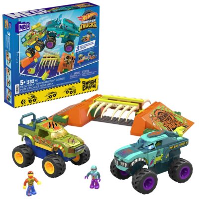 MEGA Hot Wheels Juguete de Construcción Monster Trucks S&C MEGA Wrex Boneyard Stunt Course