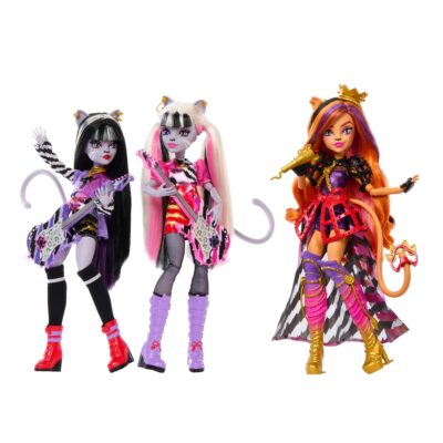 Monster High Dolls, the Hissfits Band three-Pack With Toralei Stripe, Meowlody And Purrsephone