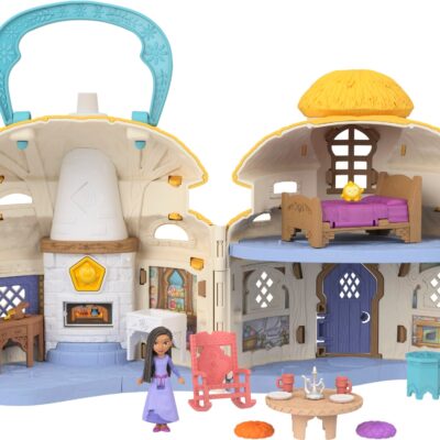 Disney’s Wish Mini Doll & Dollhouse Playset, Asha Of Rosas Cottage With Micro Doll, Star Figure & 15+ Furniture & Accessories, Travel Toys