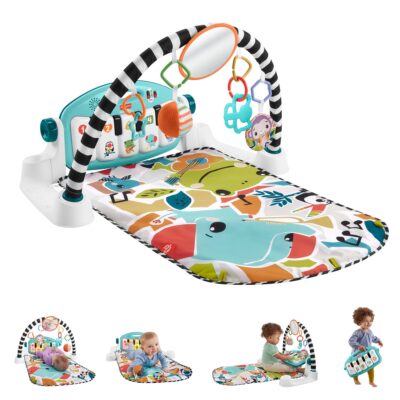 Fisher-Price  Tapis Piano Lumières et Apprentissage, Pour Bébé, Bleu